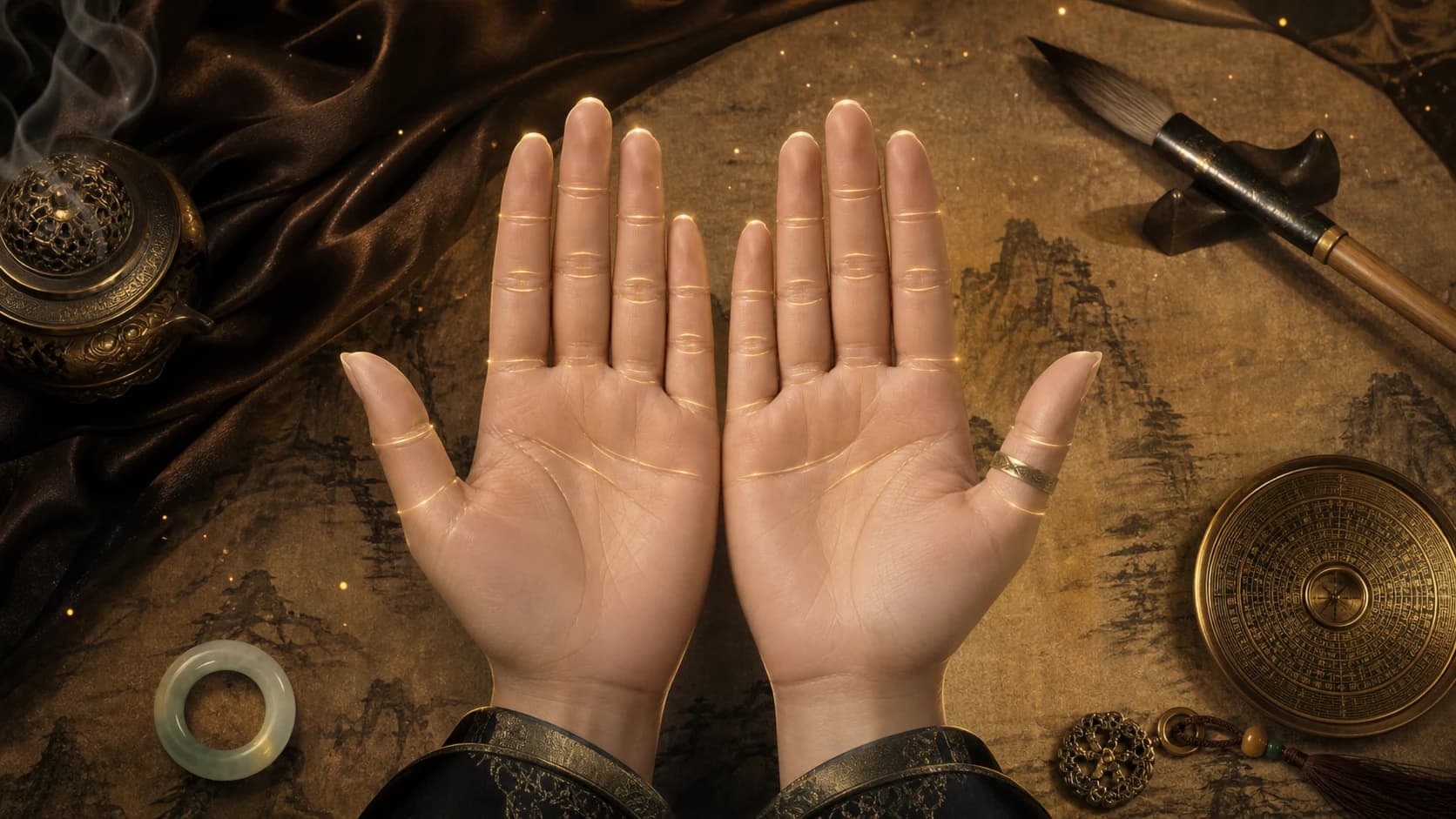 Two hands showing clear finger length and joints for finger reading